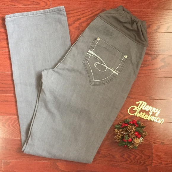 Maternity Grey Pants w/adjustable waist - Picture 4 of 8